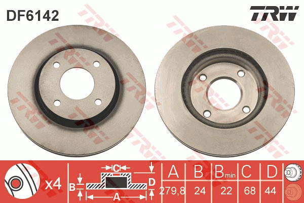 TRW DF6142 Bremsscheibe