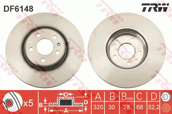 TRW DF6148 Brzdový kotouč