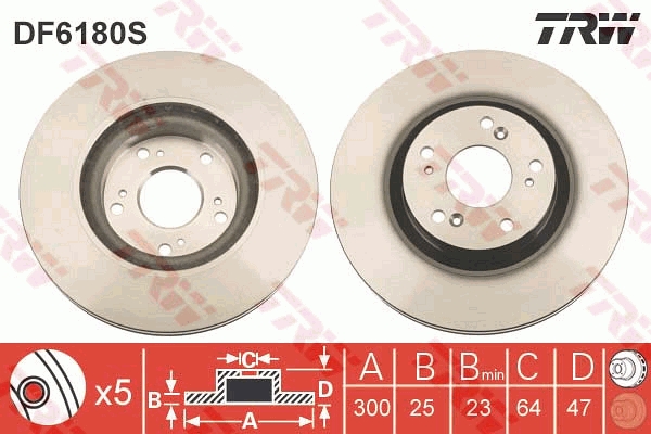 TRW DF6180S спирачен диск