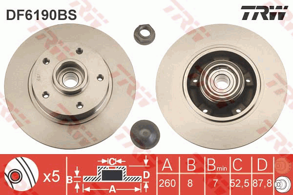 TRW DF6190BS Brzdový kotouč