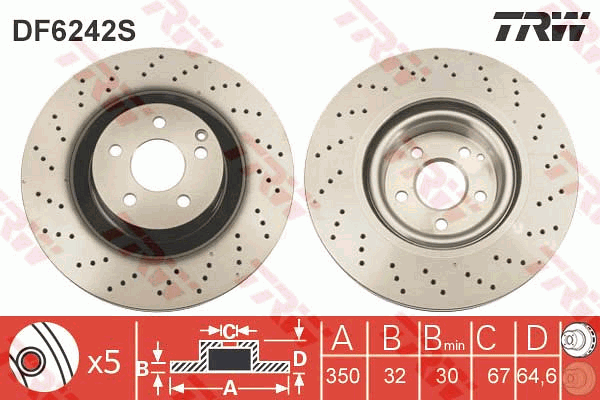 TRW DF6242S Discofreno-Discofreno-Ricambi Euro