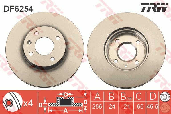 TRW DF6254 Disque de frein