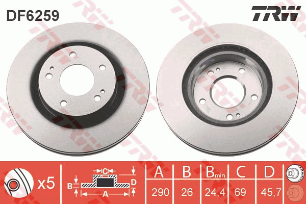 TRW DF6259 Brzdový kotouč