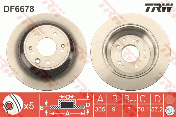 TRW DF6678 Brzdový kotouč