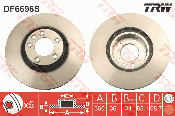 TRW DF6696S Discofreno-Discofreno-Ricambi Euro