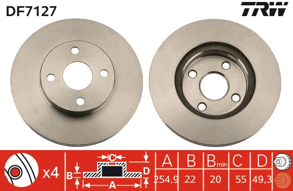 TRW DF7127 Disque de frein