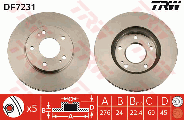 TRW DF7231 Brzdový kotouč