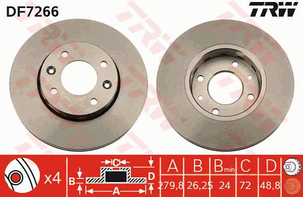 TRW DF7266 Brzdový kotouč