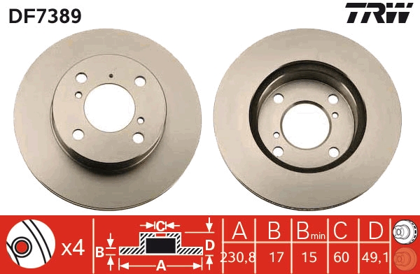 TRW DF7389 Disque de frein