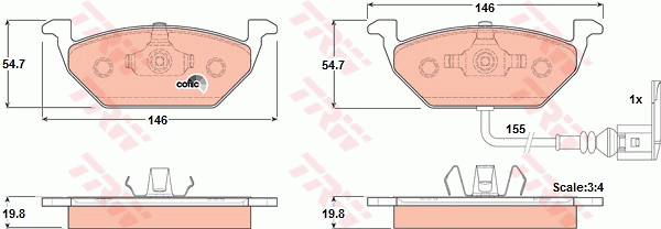 TRW GDB1386 Bremsbelagsatz,...