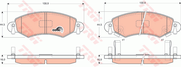 TRW GDB1420 Kit pastiglie freno, Freno a disco-Kit pastiglie freno, Freno a disco-Ricambi Euro