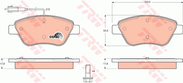 TRW GDB1482 Kit pastiglie freno, Freno a disco-Kit pastiglie freno, Freno a disco-Ricambi Euro