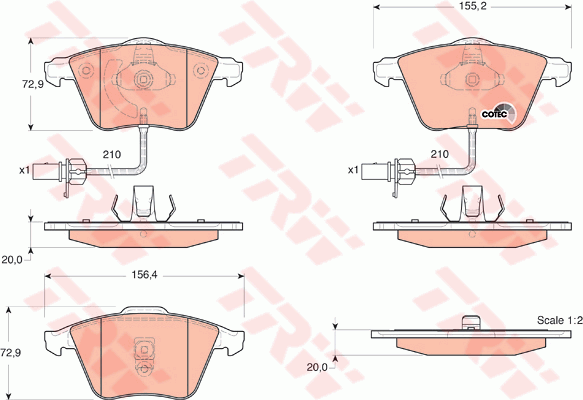 TRW GDB1528 Kit pastiglie freno, Freno a disco