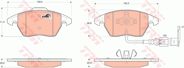 TRW GDB1550 Kit pastiglie freno, Freno a disco