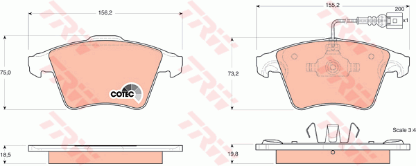 TRW GDB1555 Kit pastiglie freno, Freno a disco-Kit pastiglie freno, Freno a disco-Ricambi Euro