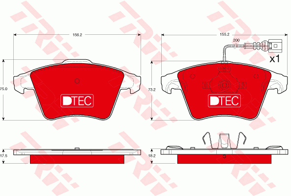 TRW GDB1556DTE Kit pastiglie freno, Freno a disco