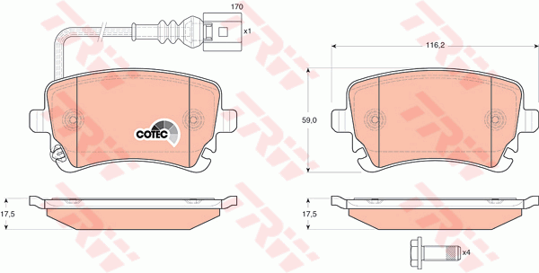 TRW GDB1557 Kit pastiglie freno, Freno a disco-Kit pastiglie freno, Freno a disco-Ricambi Euro