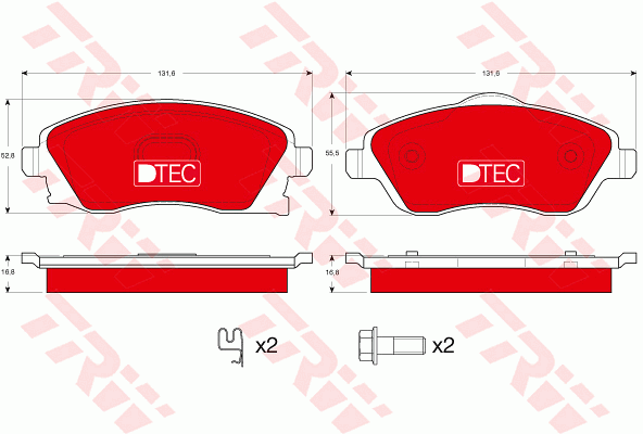 TRW GDB1570DTE Kit pastiglie freno, Freno a disco-Kit pastiglie freno, Freno a disco-Ricambi Euro