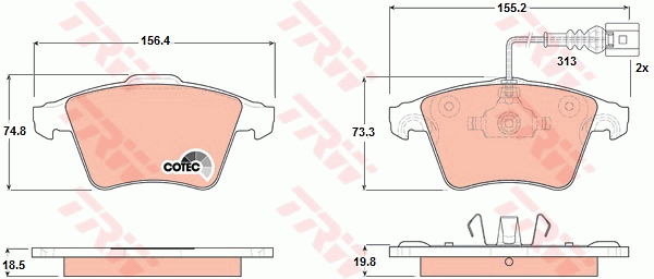 TRW GDB1651 Kit pastiglie freno, Freno a disco