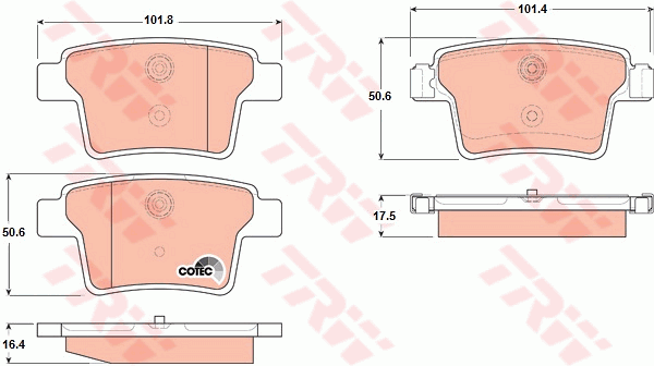 TRW GDB1665 Kit pastiglie freno, Freno a disco