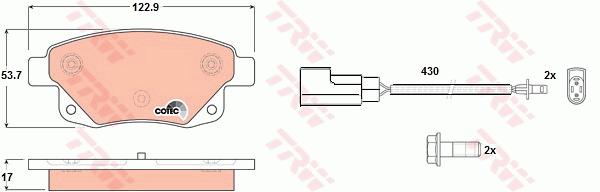 TRW GDB1725 Kit pastiglie freno, Freno a disco