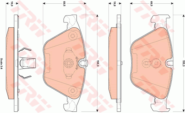 TRW GDB1854 Kit pastiglie freno, Freno a disco-Kit pastiglie freno, Freno a disco-Ricambi Euro