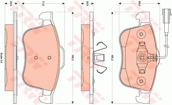 TRW GDB1880 Kit pastiglie freno, Freno a disco