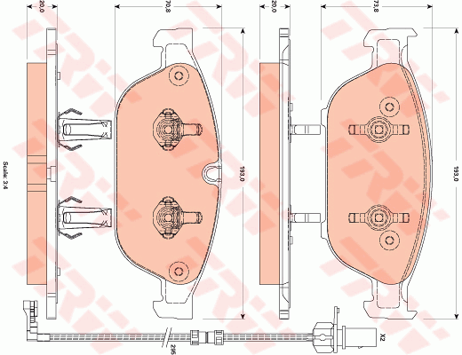 TRW GDB1883 Kit pastiglie freno, Freno a disco-Kit pastiglie freno, Freno a disco-Ricambi Euro