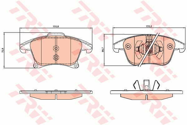 TRW GDB2075 Kit pastiglie freno, Freno a disco