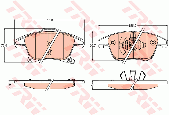 TRW GDB2092 Kit pastiglie freno, Freno a disco