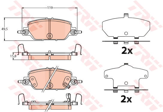 TRW GDB2217 Kit pastiglie freno, Freno a disco