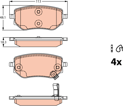 TRW GDB2270 Kit pastiglie freno, Freno a disco