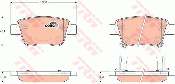 TRW GDB3337 Kit pastiglie freno, Freno a disco-Kit pastiglie freno, Freno a disco-Ricambi Euro