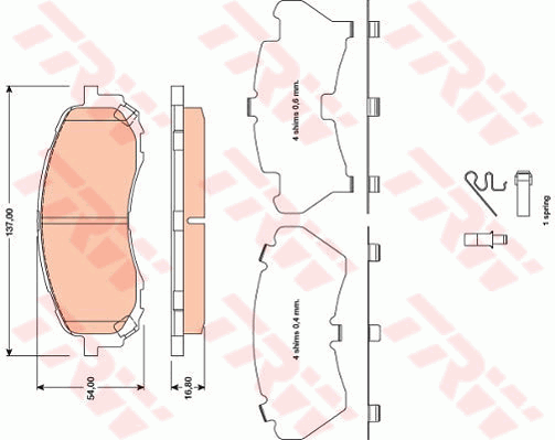 TRW GDB3469 Kit pastiglie freno, Freno a disco