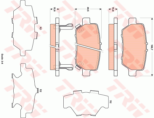 TRW GDB3512 Kit pastiglie freno, Freno a disco