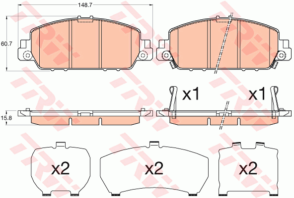 TRW GDB3615 Kit pastiglie freno, Freno a disco