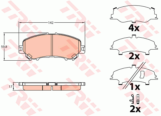 TRW GDB3648 Kit pastiglie freno, Freno a disco