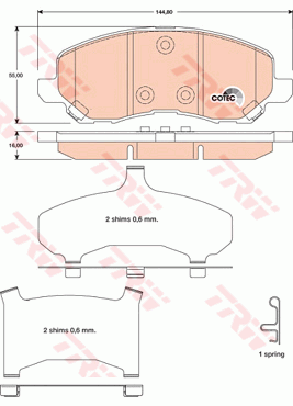 TRW GDB4142 Kit pastiglie freno, Freno a disco