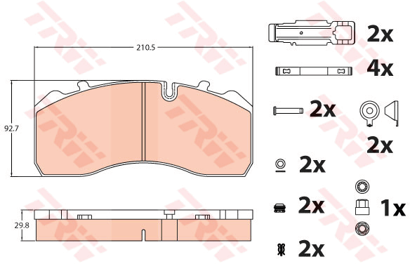 TRW GDB5072 Kit pastiglie freno, Freno a disco-Kit pastiglie freno, Freno a disco-Ricambi Euro