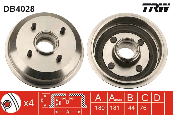 TRW DB4028 Brake Drum