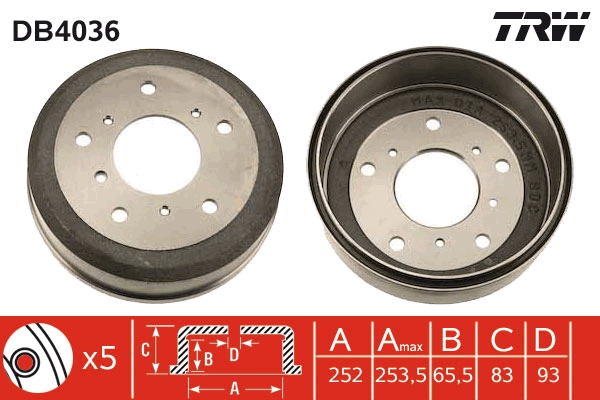 TRW DB4036 Brake Drum