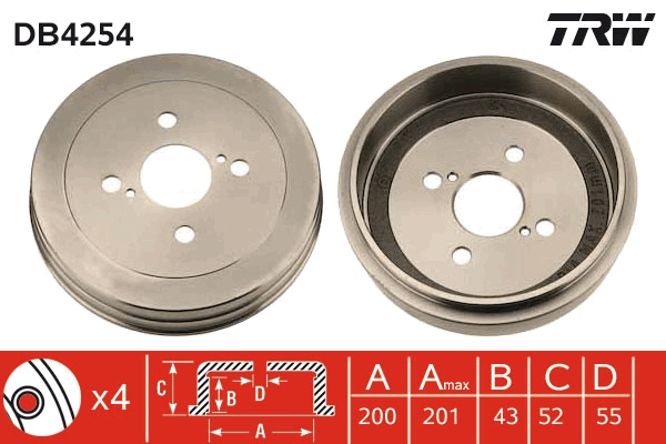TRW DB4254 Brake Drum for...