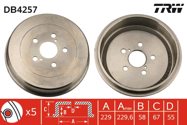 TRW DB4257 Brake Drum for...