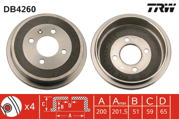 TRW DB4260 Brake Drum for...