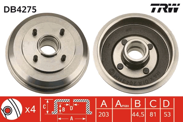 TRW DB4275 Brake Drum for...