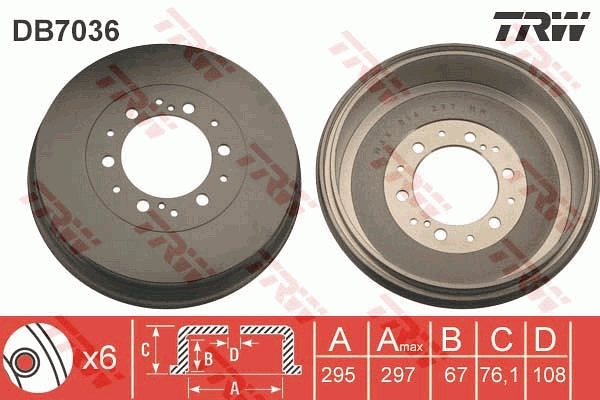 TRW DB7036 Brake Drum for...