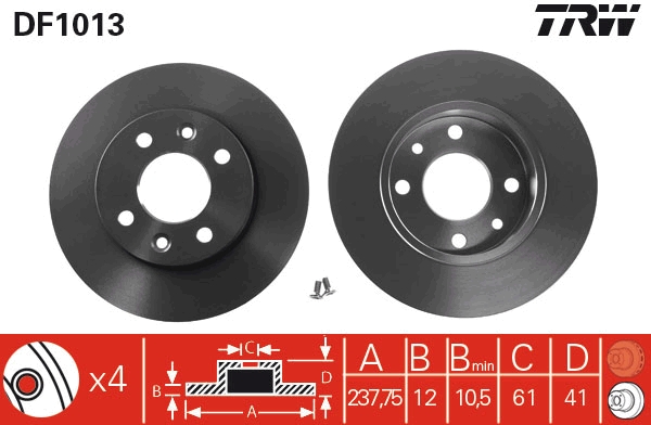 TRW DF1013 Brake Disc for...