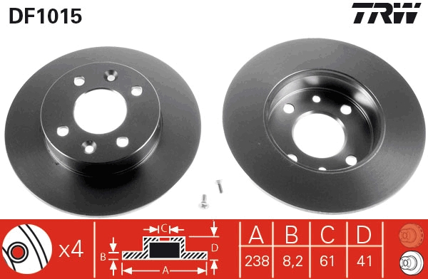 TRW DF1015 Brake Disc for...