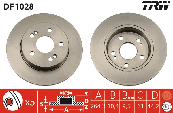 TRW DF1028 Brake Disc for...