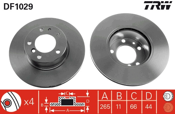 TRW DF1029 Brake Disc for...